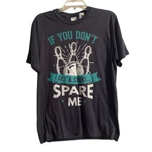 NWOT Port and Company Men's Cut Gray Short Sleeve T Shirt Bowling Spare Me Sz M